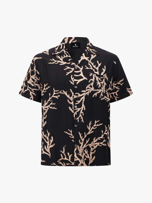 3D Textured Embossed Camp Collar Boxy Shirt