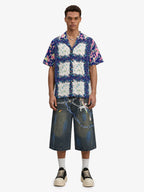 French Tulip Tile Camp Collar Boxy Shirt