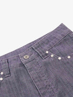 Vintage Washed Pinstripe Studded Baggy Jeans