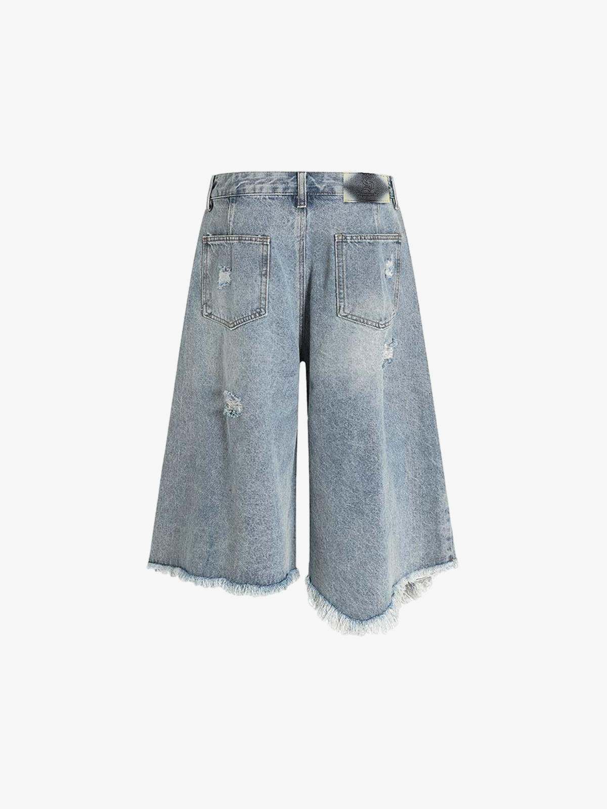 Distressed Light Wash Denim Shorts - 2639