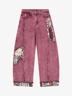 Boho Tapestry Patch Denim Jeans