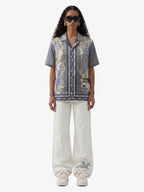 Baroque Sea Satin Camp Collar Boxy Shirt