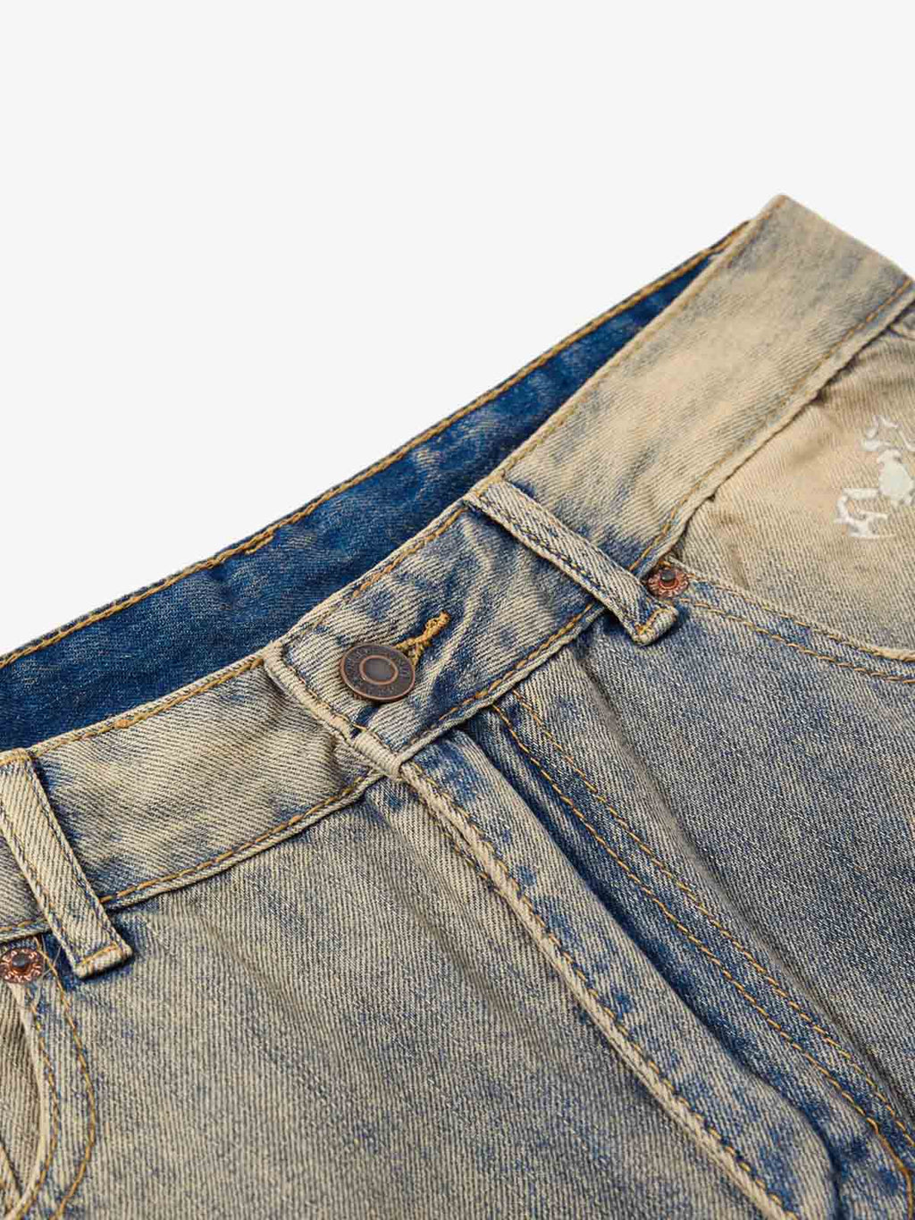 Vintage Distressed Ripped Wide Leg Jeans