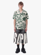Vintage Green Coconut Tree Camp Collar Boxy Shirt