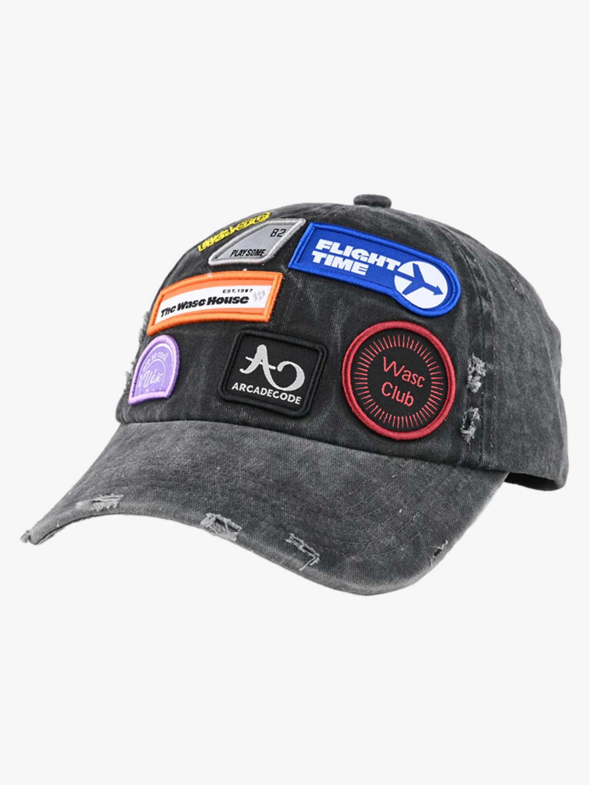 Vintage Distressed Washed Multiple Embroidered Patchwork Baseball Cap