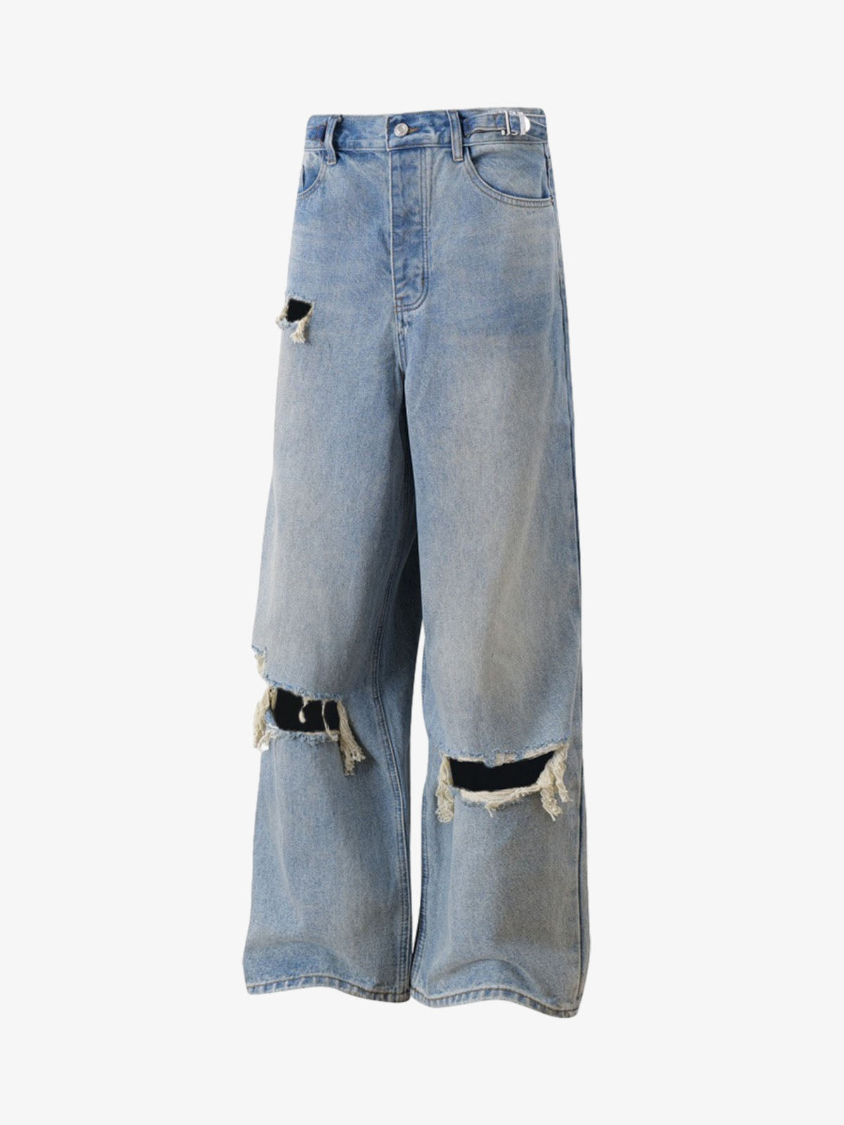 Retro Ripped Wide Leg Jeans