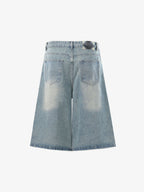 Asymmetric Multi-Button Denim Jorts