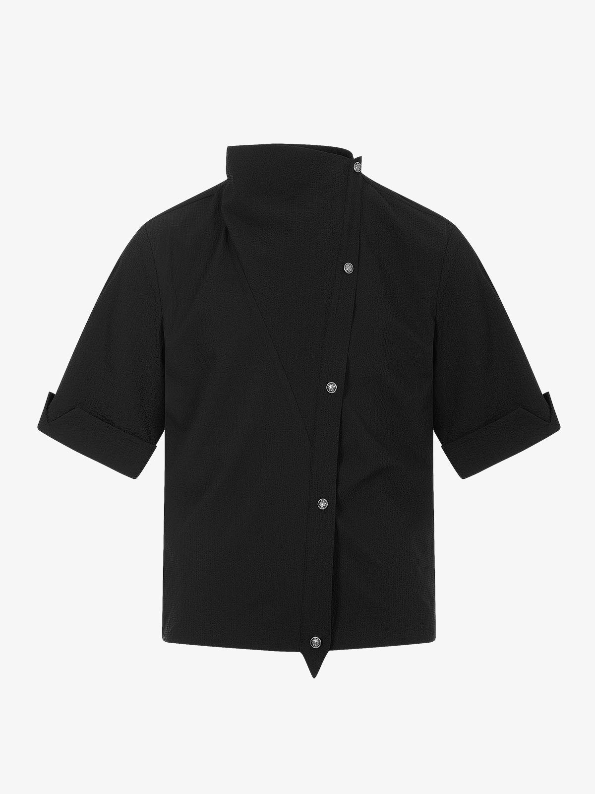 Textured Grid Weave Button-Up Shirt