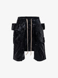 Glossy Faux Leather Cargo Shorts