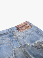 Retro Deconstructed Denim Shorts