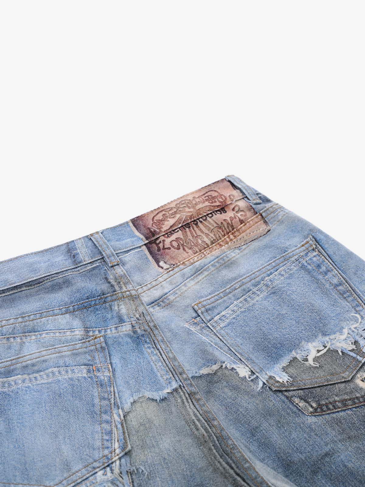 Retro Deconstructed Denim Shorts
