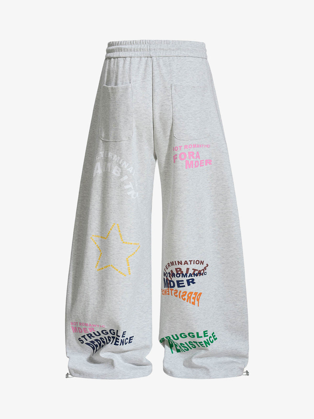 Multi-Color Typography Wide Leg Sweatpants