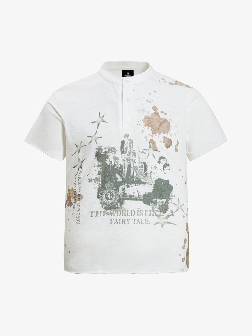 Fairy Tale Grunge Band Collar Henley T-Shirt