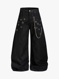 Vintage Eyelet Chain Baggy Jeans