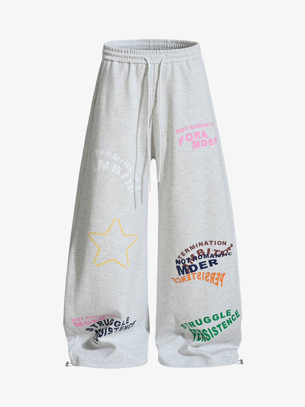 Multi-Color Typography Wide Leg Sweatpants