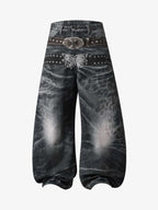 Butterfly Illusion Graphic Print Baggy Jeans