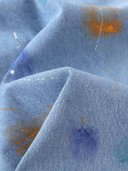 Paint Splatter Denim Wide-Leg Shorts