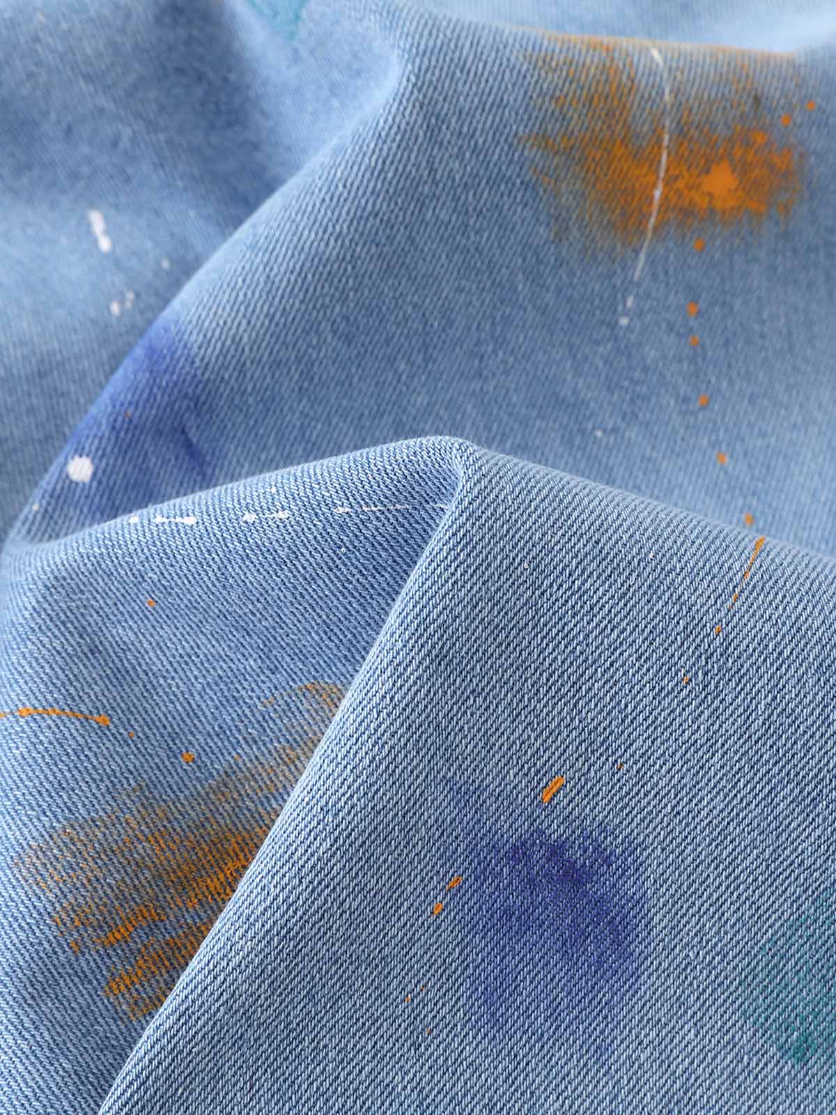 Paint Splatter Denim Wide-Leg Shorts