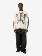 Skeleton Graphic Waffle Sweatshirt - 2495