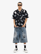 Gothic Ghost Hands Camp Collar Boxy Shirt