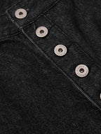 Asymmetric Multi-Button Fly Wide-Leg Denim Jorts
