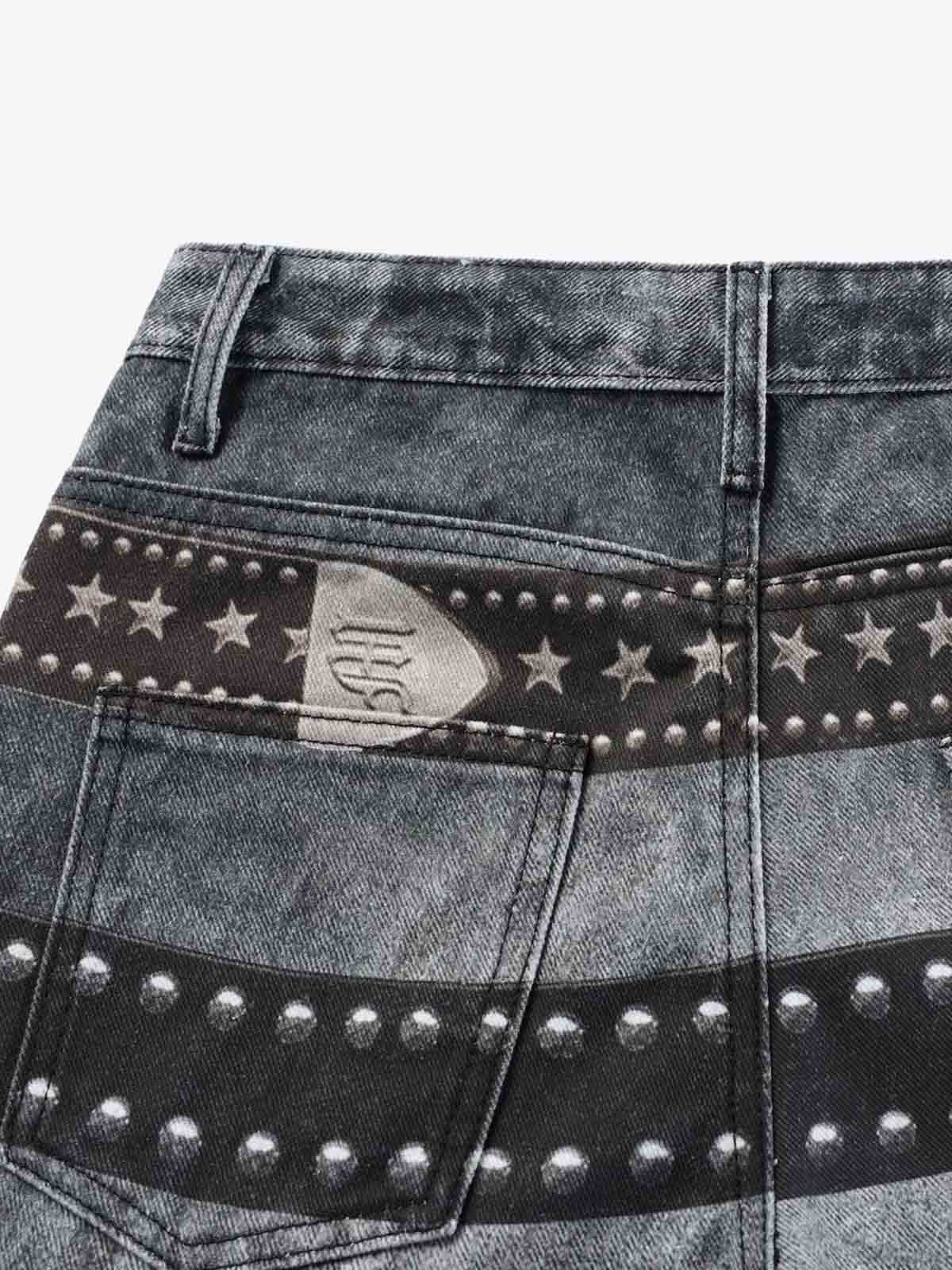 Butterfly Illusion Graphic Print Baggy Jeans
