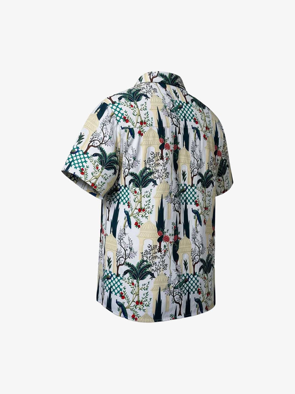 French Peacock Manor Camp Collar Boxy Shirt