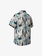 French Peacock Manor Camp Collar Boxy Shirt