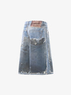Retro Deconstructed Denim Shorts