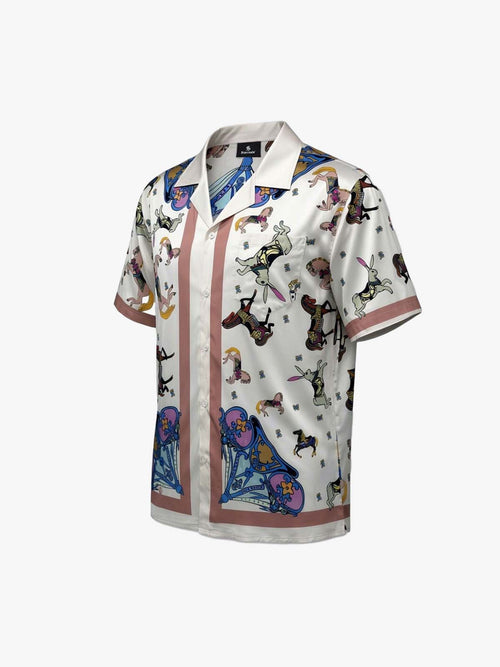 Carousel Park Satin Camp Collar Boxy Shirt