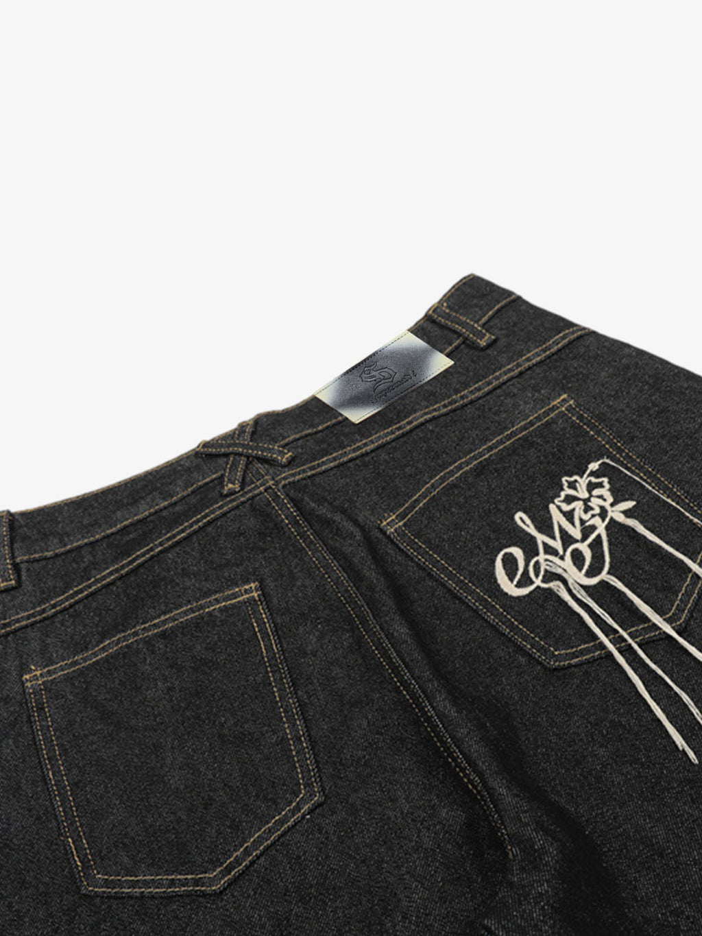 Retro Contrast Stitching Curved Leg Denim Jorts