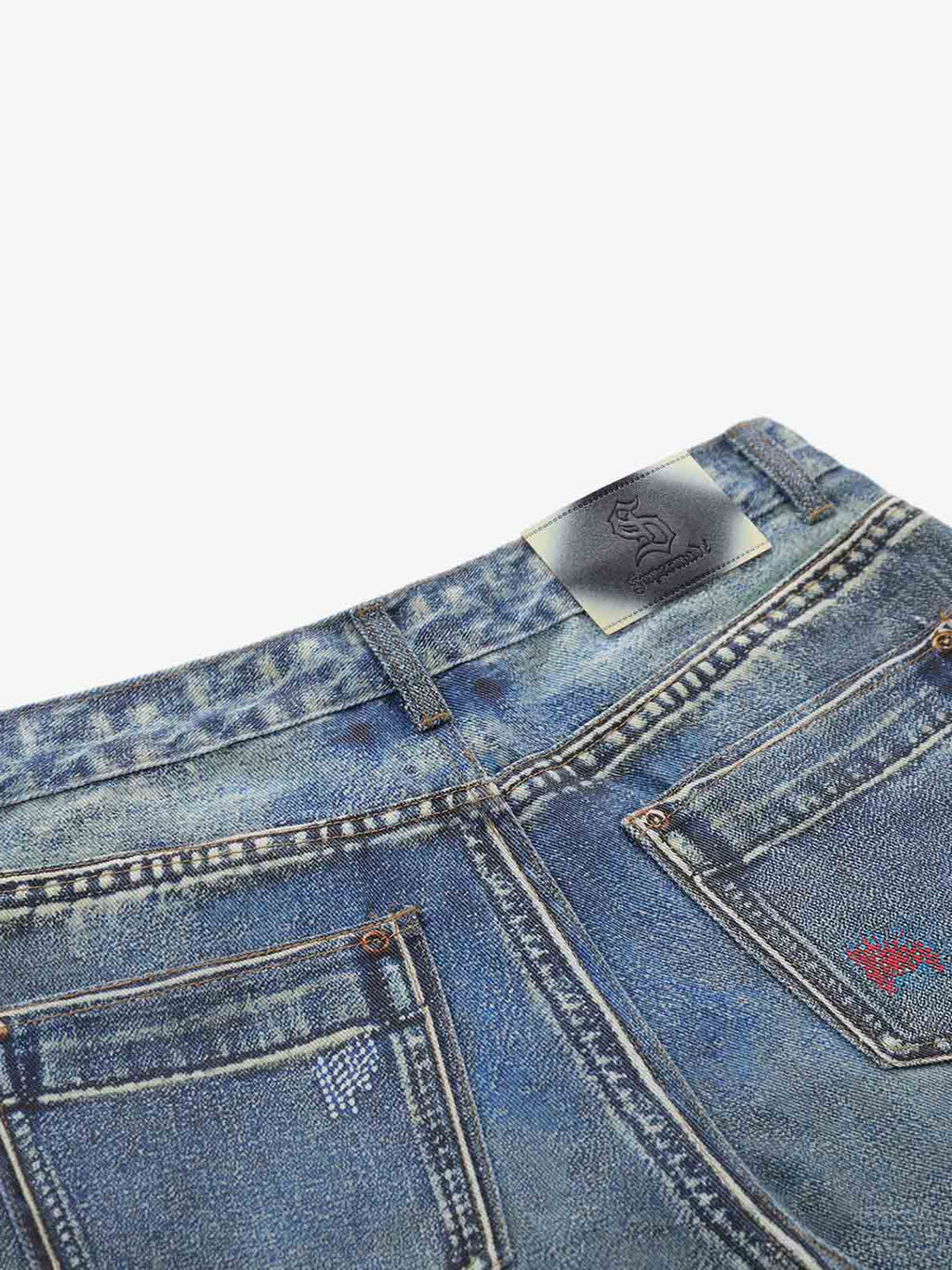 Vintage 3D Appliqué Denim Jeans