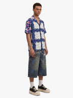 French Tulip Tile Camp Collar Boxy Shirt
