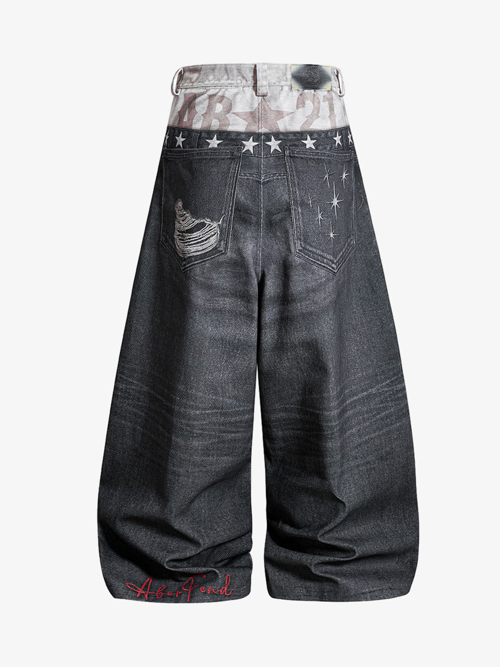 3D Faux Layer Curved Jeans