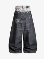 3D Faux Layer Curved Jeans