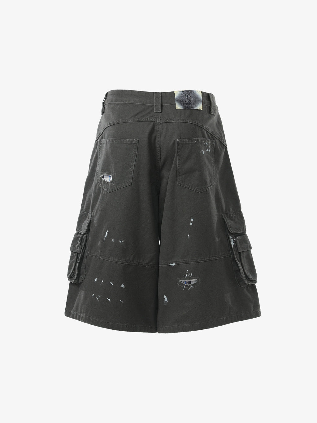 Vintage Distressed Multi Pocket Wide Leg Cargo Shorts