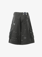 Vintage Distressed Multi Pocket Wide Leg Cargo Shorts