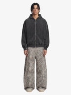 Street Leopard Camouflage Pleated Barrel Jeans - 2636