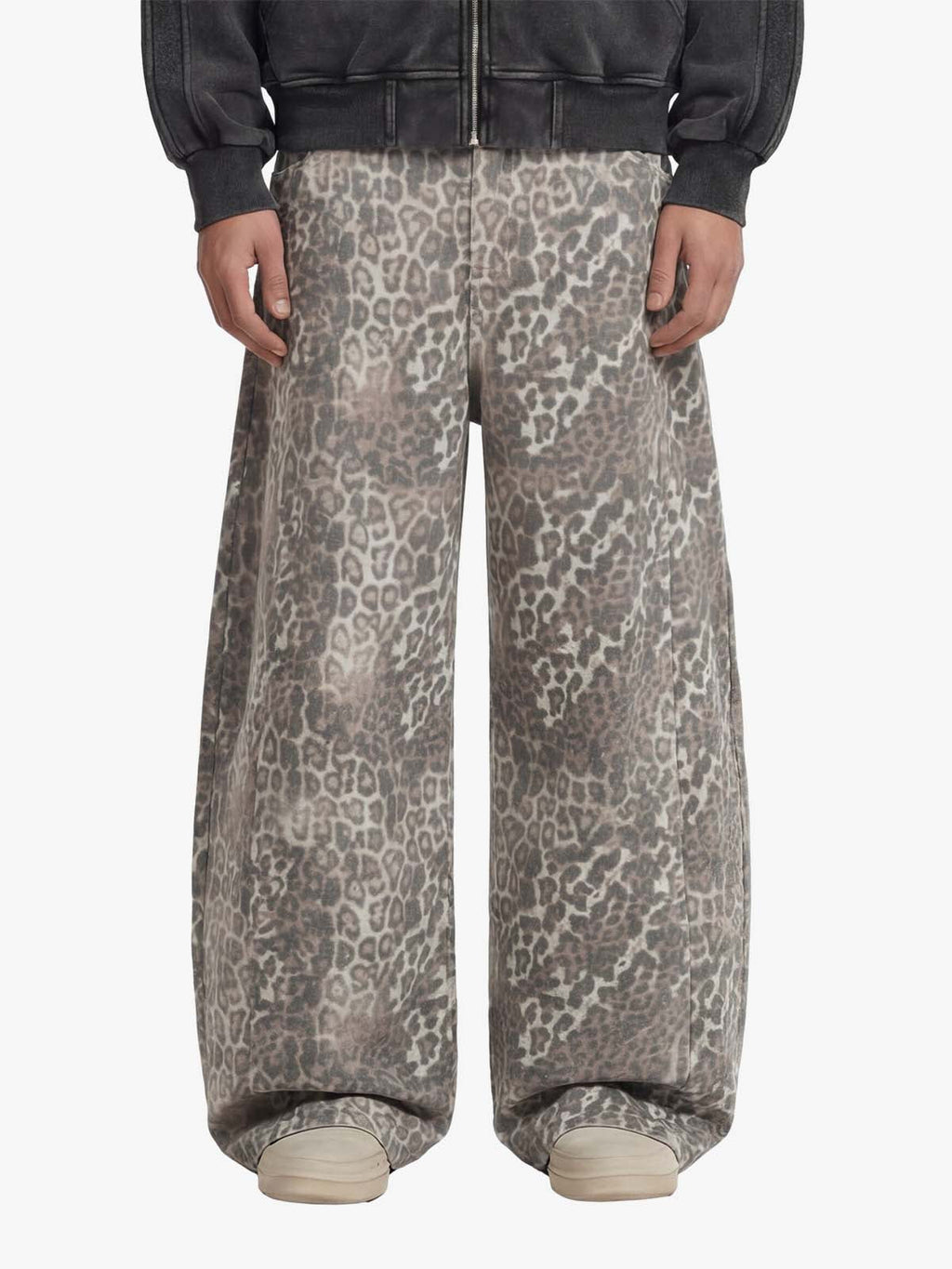 Street Leopard Camouflage Pleated Barrel Jeans - 2636