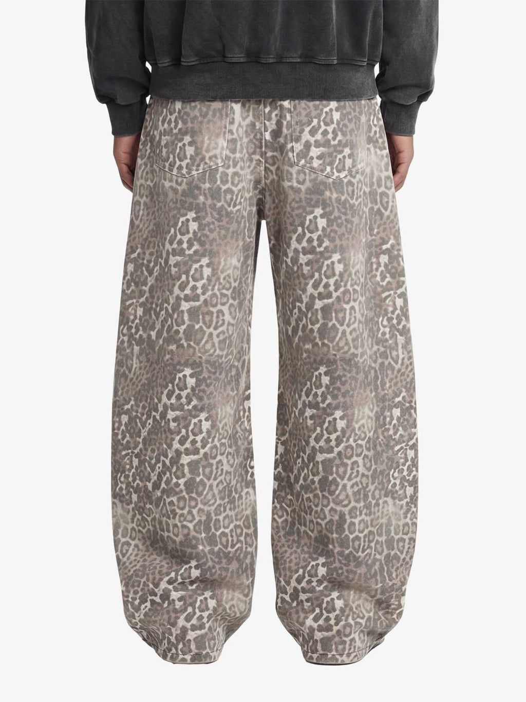Street Leopard Camouflage Pleated Barrel Jeans - 2636