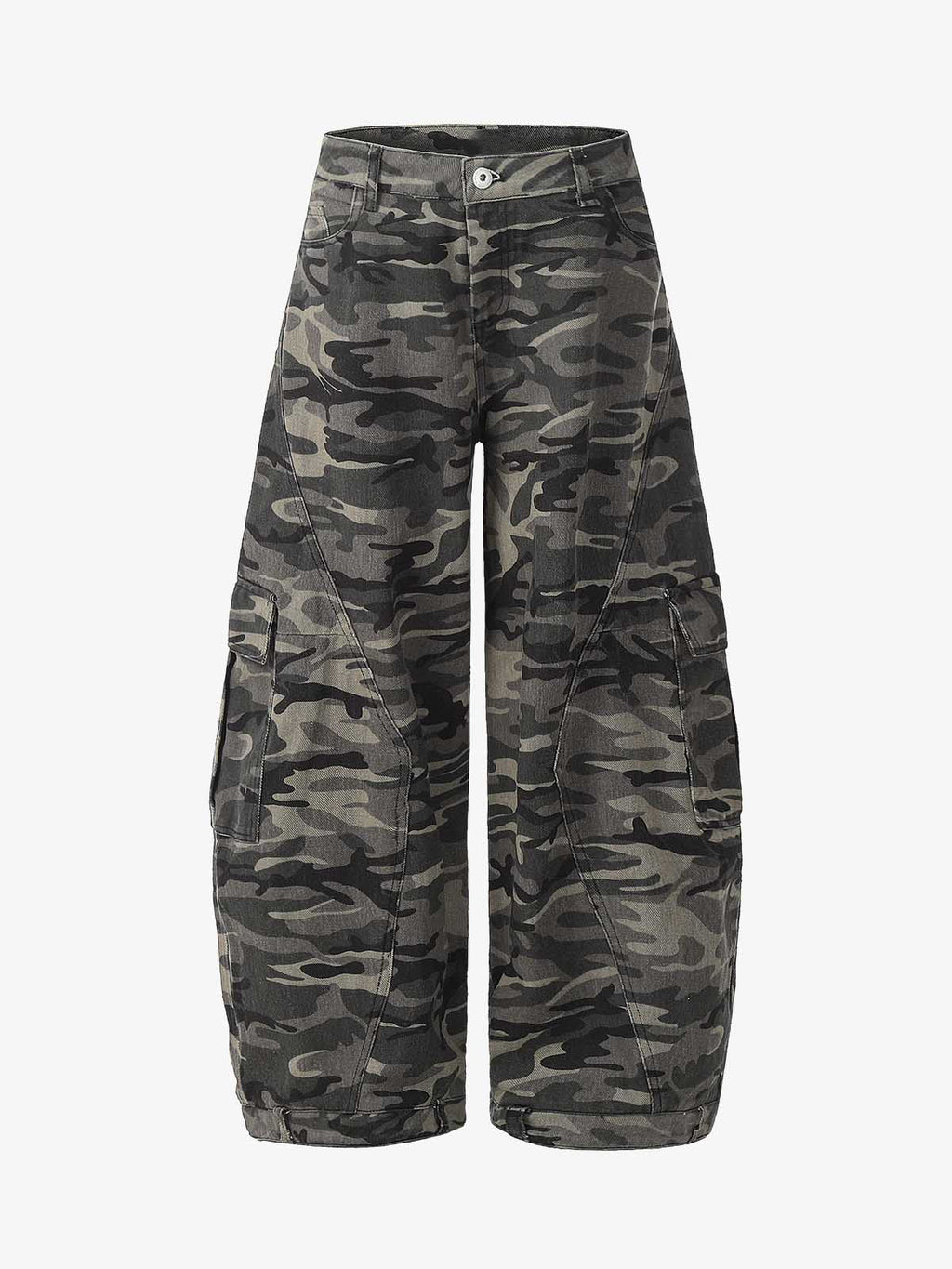 Camouflage Printed Curved Denim Jeans