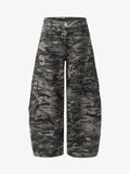 Camouflage Printed Curved Denim Jeans