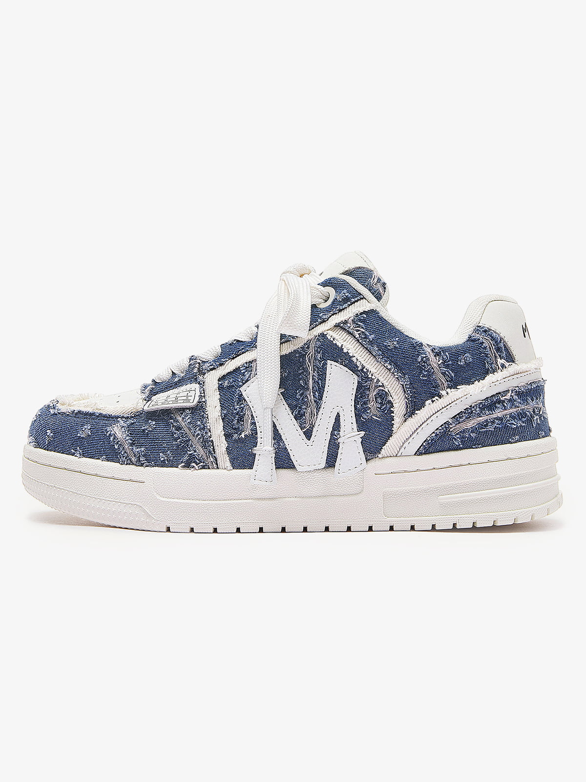 Street Distressed Denim Patchwork Sneakers
