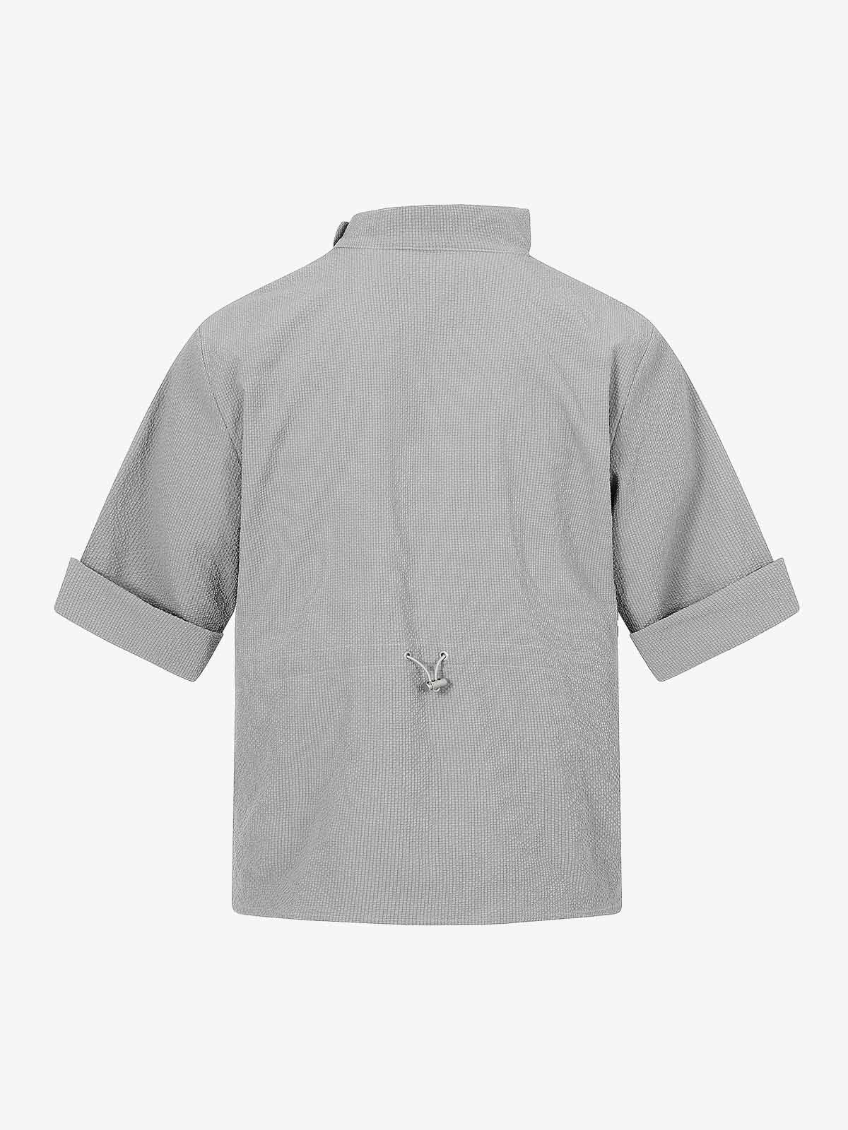 Textured Grid Weave Button-Up Shirt
