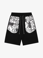 Stamp Print Patch Pocket Knit Shorts