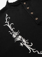 Graphic Floral Knit Henley T-Shirt