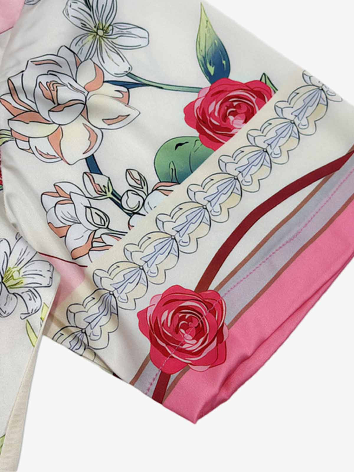 Baroque Floral Satin Camp Collar Boxy Shirt