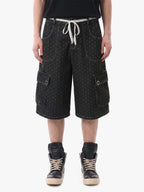 Polka Dot Denim Cargo Shorts