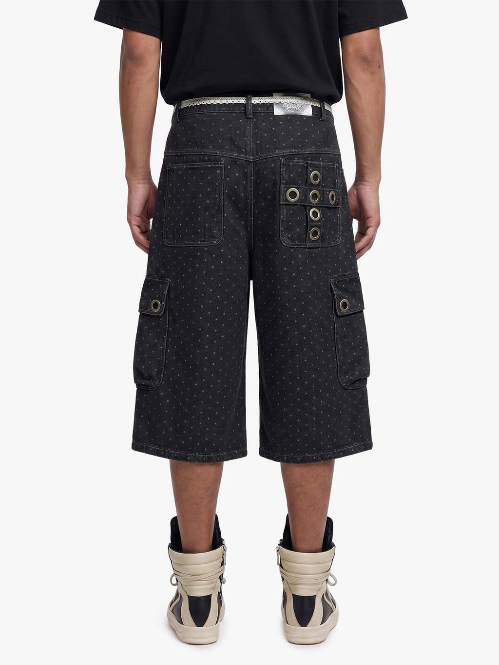 Polka Dot Denim Cargo Shorts