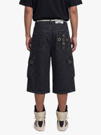 Polka Dot Denim Cargo Shorts